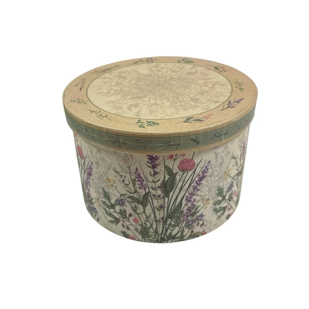 Revelations Round Keepsake Jewelry Trinket Storage Box Herbal Bouquet 9